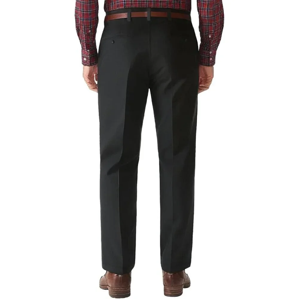 Men's Classic Fit Flat Front Dress Pants Expandable Waist Wrinkle Free Suit Pant